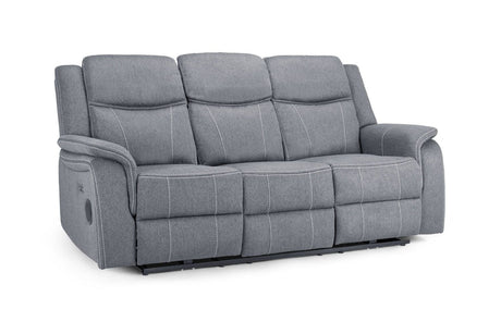 Grey Fabric 3 Seater Electric Recliner Sofa