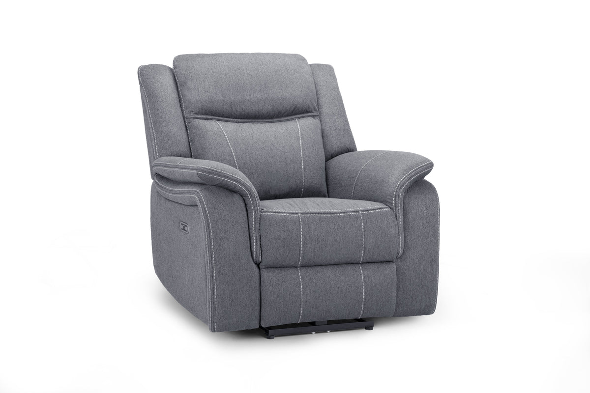 Galaxy Tech Electric Recliner Armchair Grey Fabric - Ready2Go Furniture