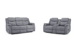 Galaxy Tech Electric Recliner Sofa Grey Fabric 3+2 Set
