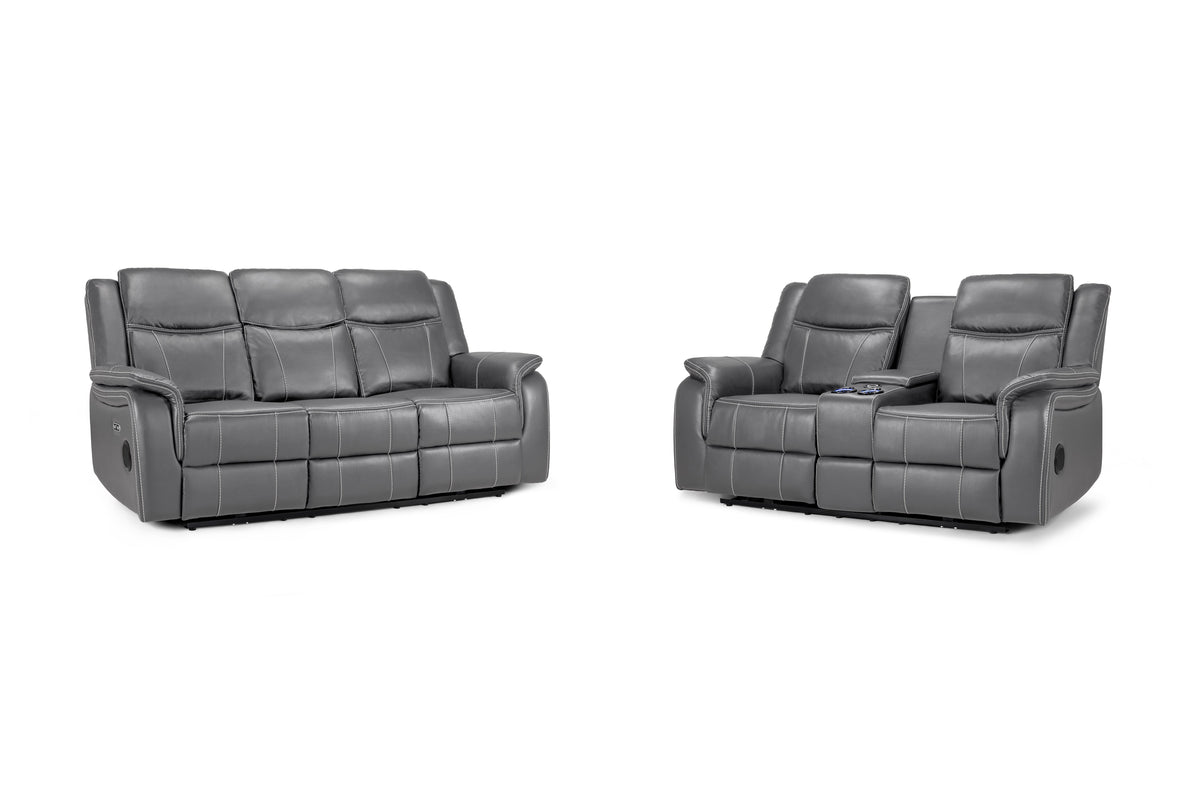 Galaxy Tech Electric Recliner Sofa Grey 3+2 Set