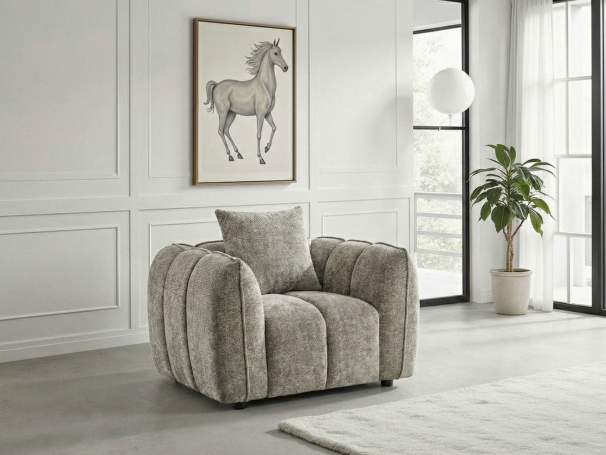 Mocha Fabric Tufted Design Armchair Pillow Back