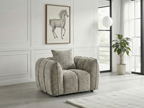 Mocha Fabric Tufted Design Armchair Pillow Back