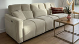 Beige Fabric 3 Seater Electric Recliner Sofa