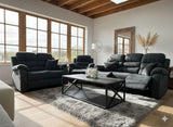Black Fabric 3 Seater Manual Recliner Sofa Set 3+2+1
