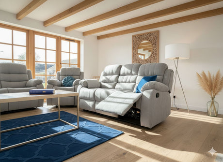 Grey Fabric 3+2+1 Manual Recliner Sofa Set