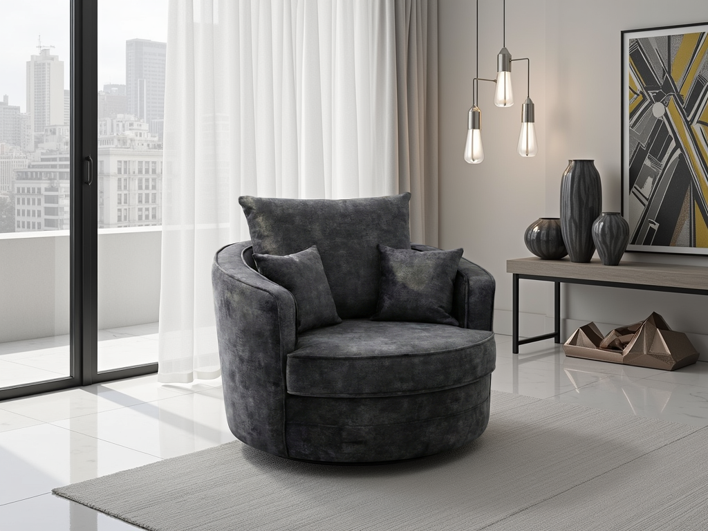 Serena Sofa Black Swivel Chair - Ready2Go Furniture