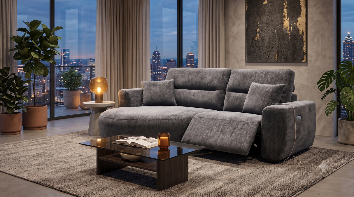 Denver Sofa Black Electric Recliner Left Hand - Ready2Go Furniture