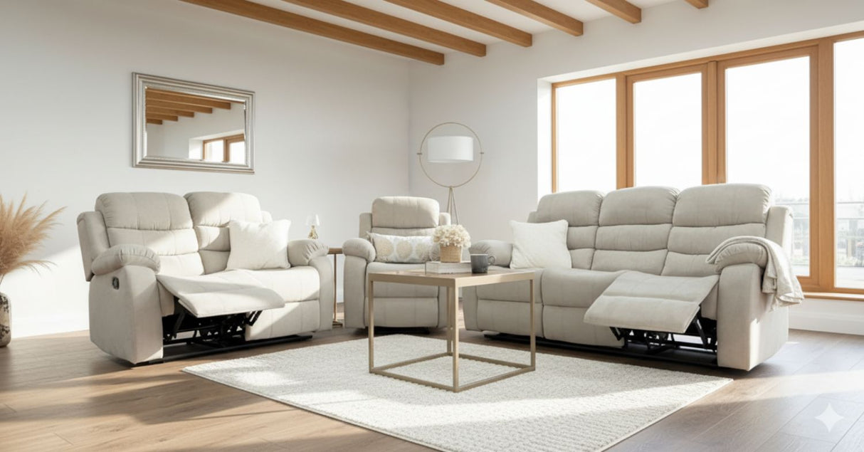 Stanley Manual Recliner Sofa Beige 3+2+1