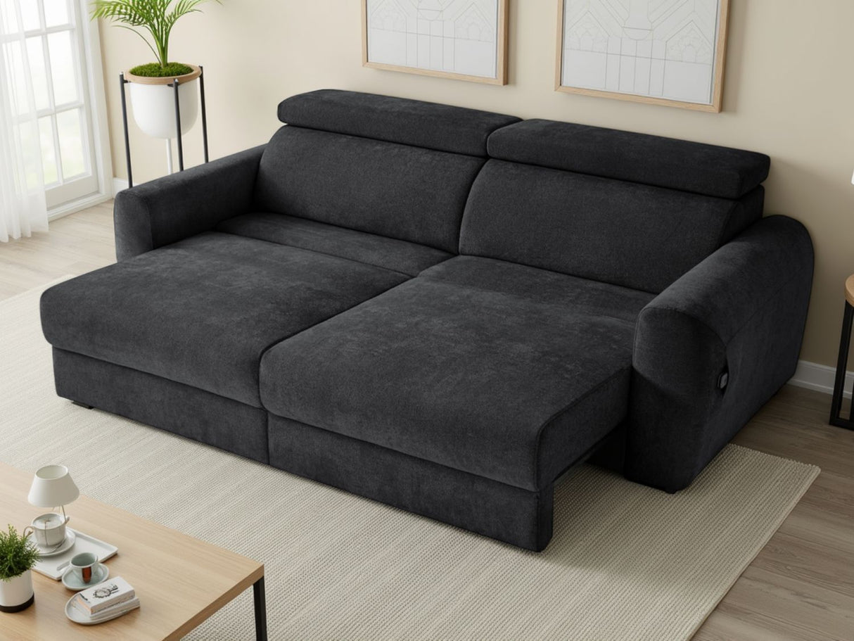 Black Fabric 3 Seater Electric Adjustable Recliner Sofabed