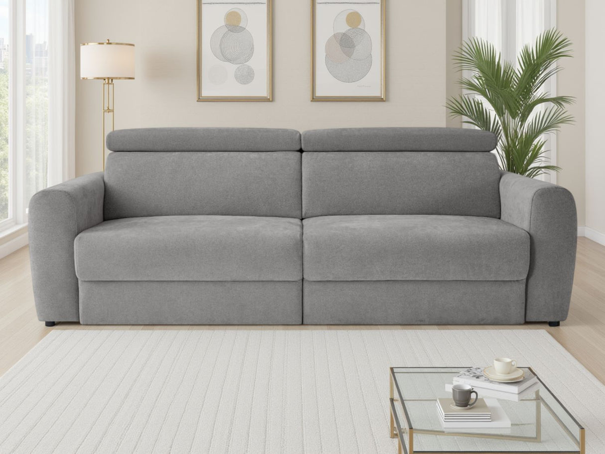Grey Fabric 3 Seater Electric Reclining Sofa Bed