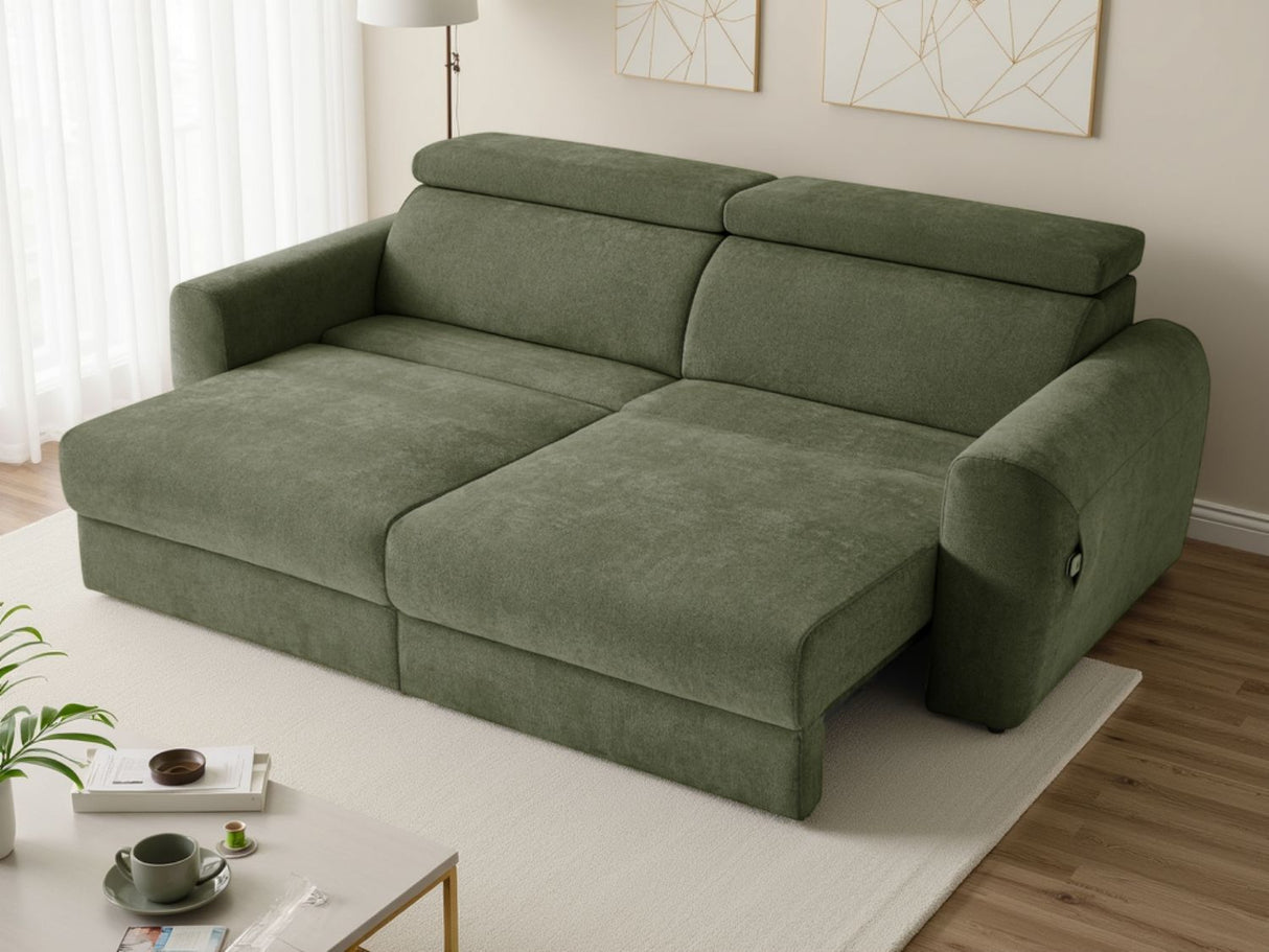 Green Fabric 3 Seater Electric Adjustable Recliner Sofabed