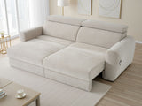 Beige Fabric 3 Seater Electric Reclining Sofa Bed