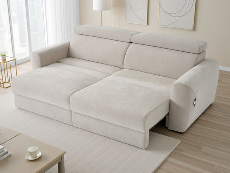 Beige Fabric 3 Seater Electric Reclining Sofa Bed