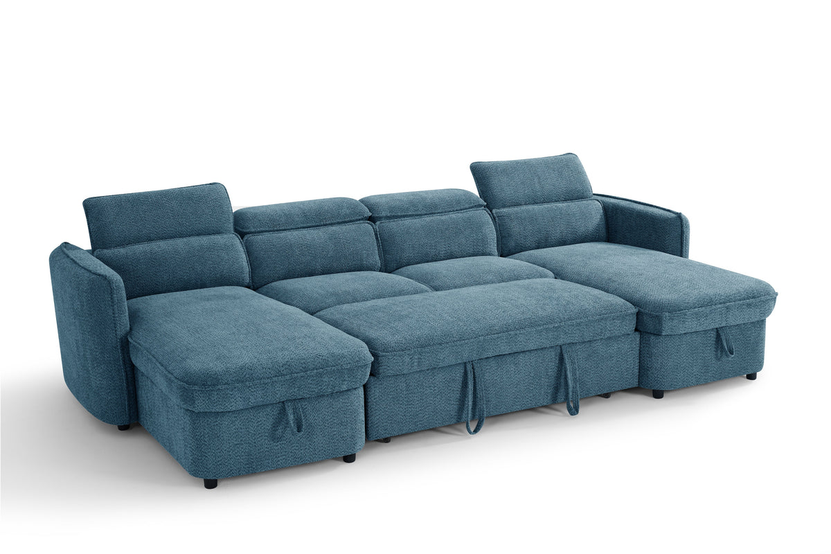 Capri Sofabed Blue U Shape Corner - Ready2Go Furniture
