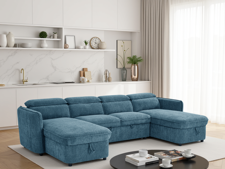 Capri Sofabed Blue U Shape Corner - Ready2Go Furniture