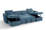Blue Fabric Large U Shape Corner Sofa Bed