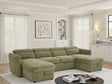 Green Fabric Large U Shape Corner Chaise Sofa Bed Headrests