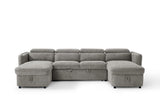 Grey Textured Fabric Large U Shape Corner Sofa Bed