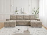 Beige Fabric Large U Shape Corner Chaise Sofa Bed