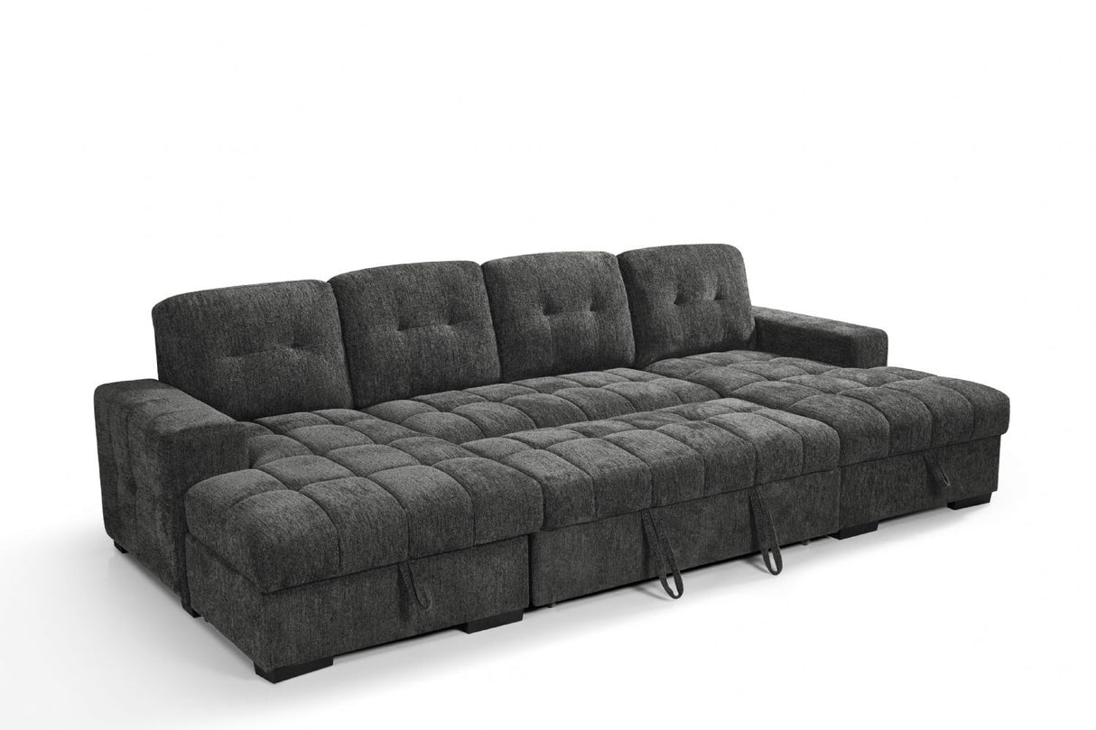 Grey Fabric Large U Shape Corner Chaise Sofa Bed