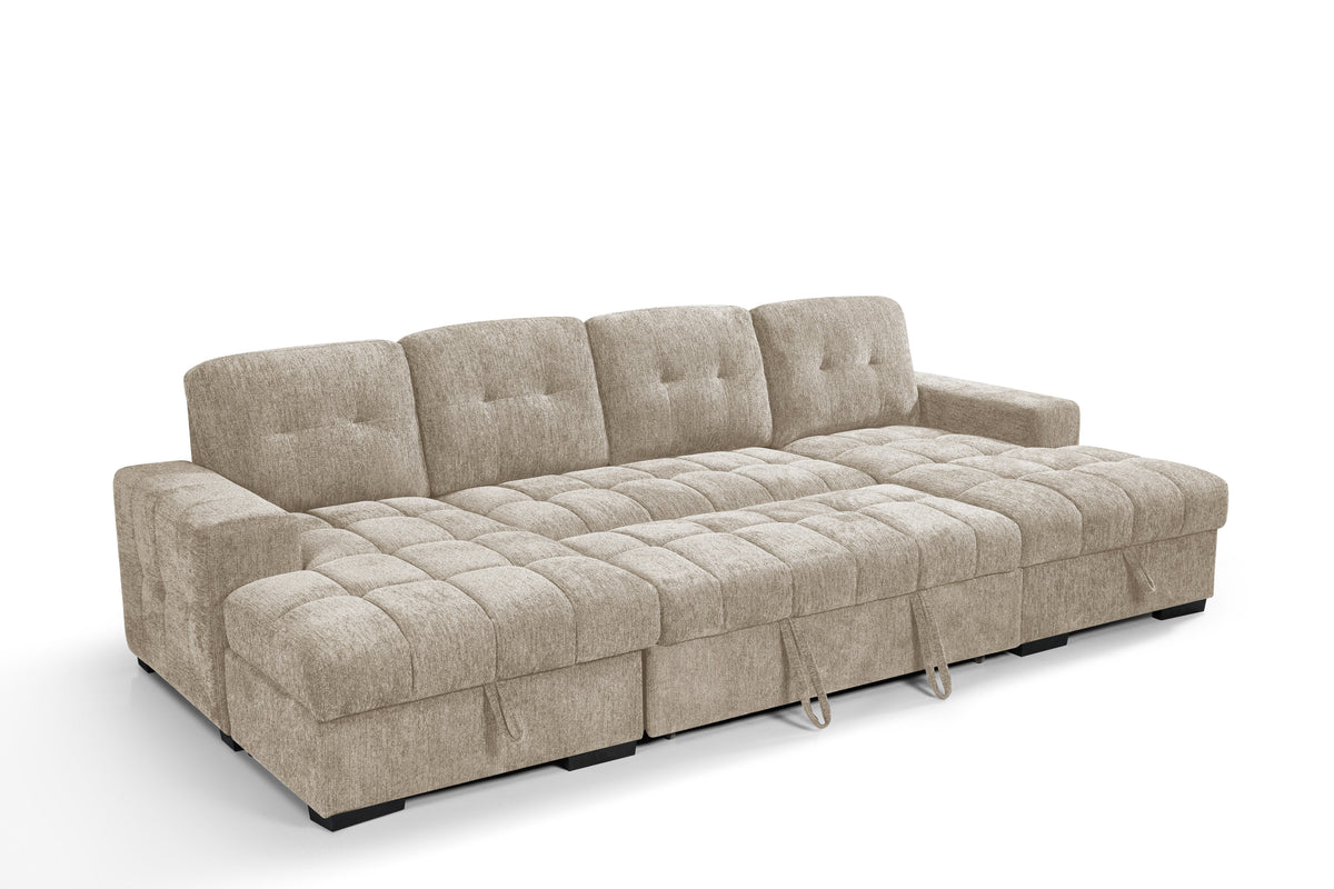 Palermo Sofabed Beige U Shape Corner - Ready2Go Furniture