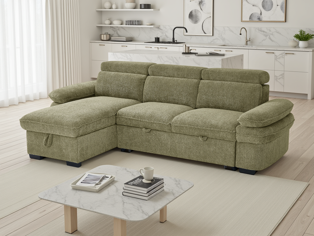 Hudson Sofabed Green Universal Corner - Ready2Go Furniture