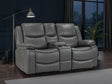 Grey Leather 2 Seater High Back Electric Recliner Sofa