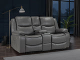 Grey Leather 2 Seater High Back Electric Recliner Sofa