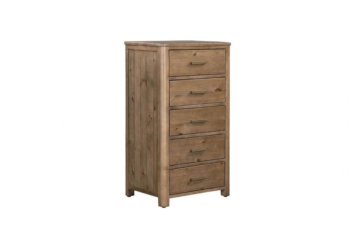 Rustic Reclaimed Pine Wood 5 Drawer Tallboy