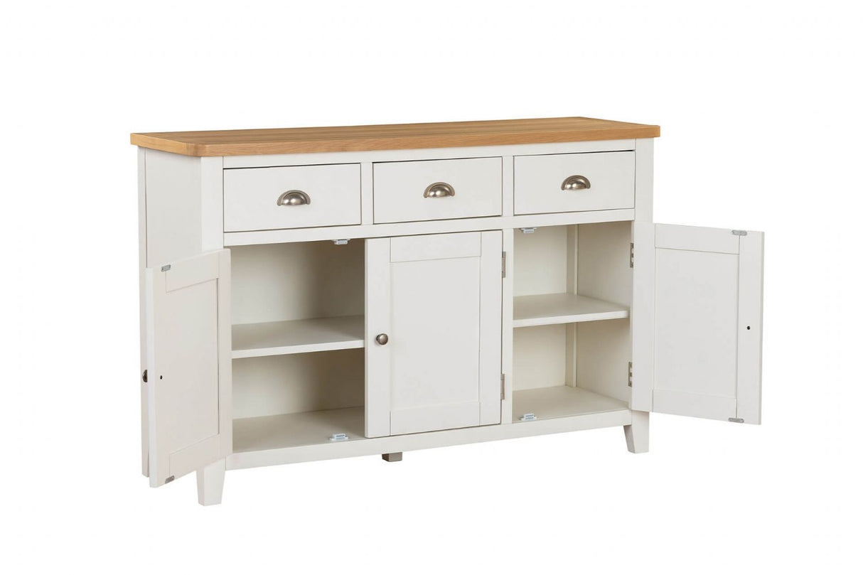Cashmere Wooden 3 Door 3 Drawer Wide Sideboard Oak Top