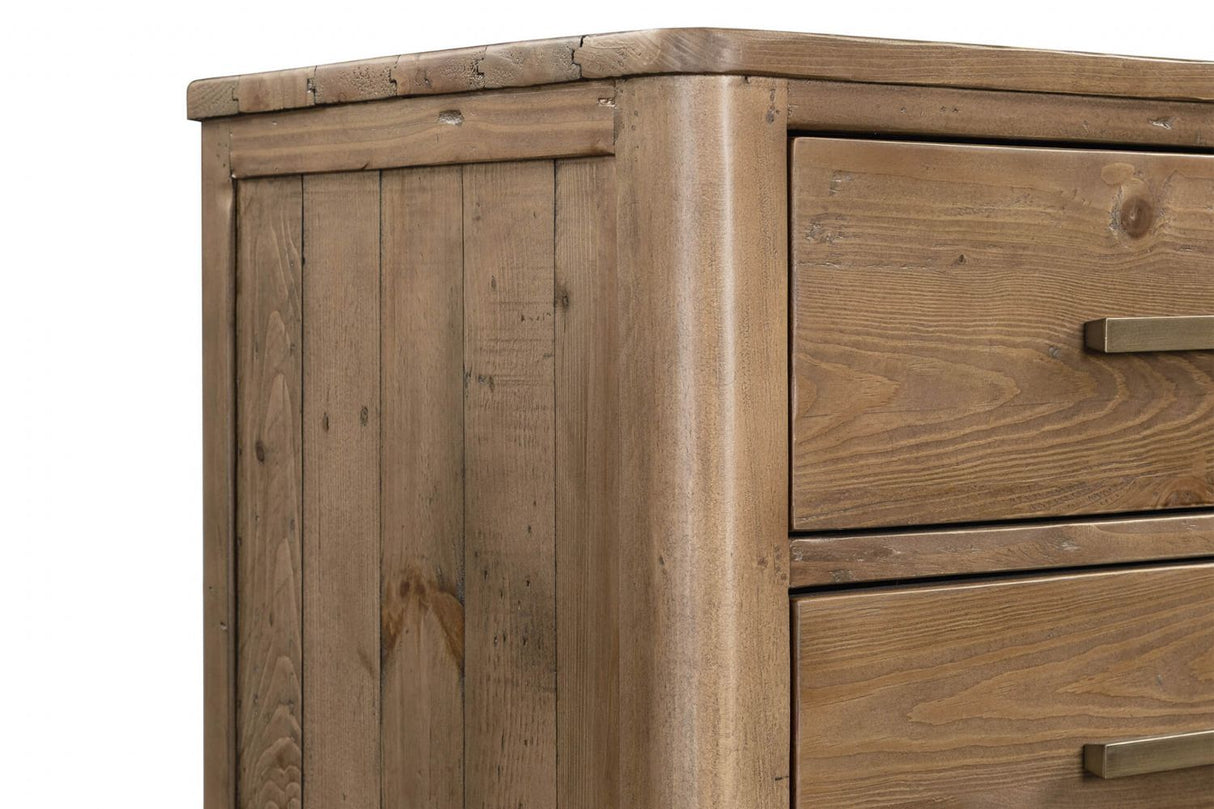Rustic Reclaimed Pine Wood 5 Drawer Tallboy