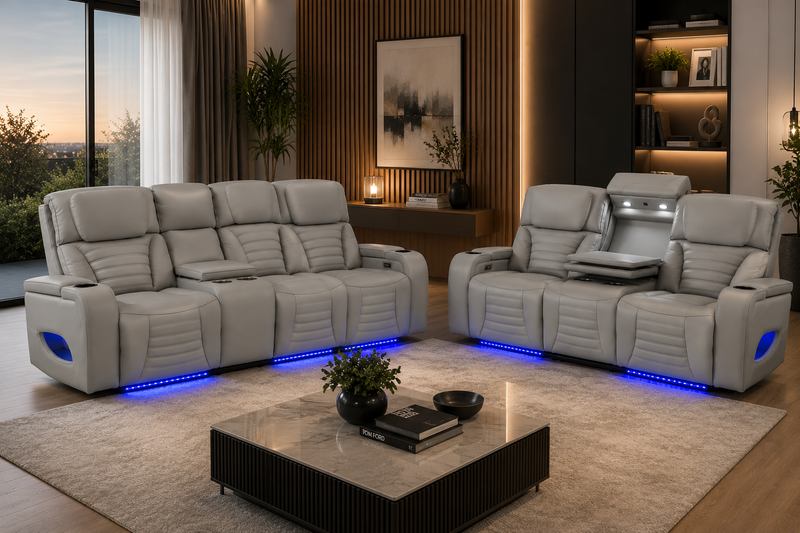 Hermes 3+2 Electric Recliner Sofa Set with LED Lights & Wireless Charging
