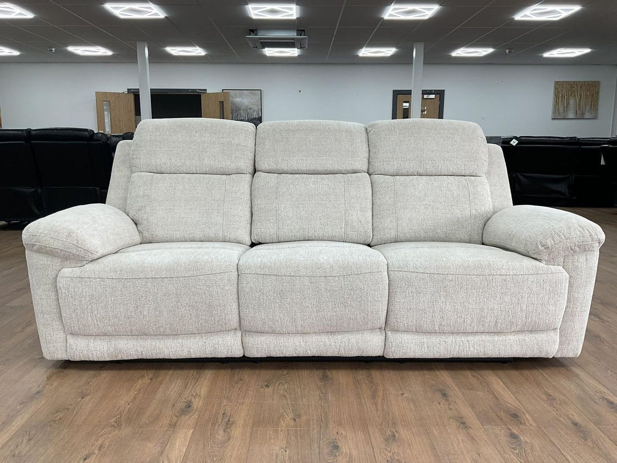 Beige Fabric 3 Seater Electric Recliner Sofa with Cupholders