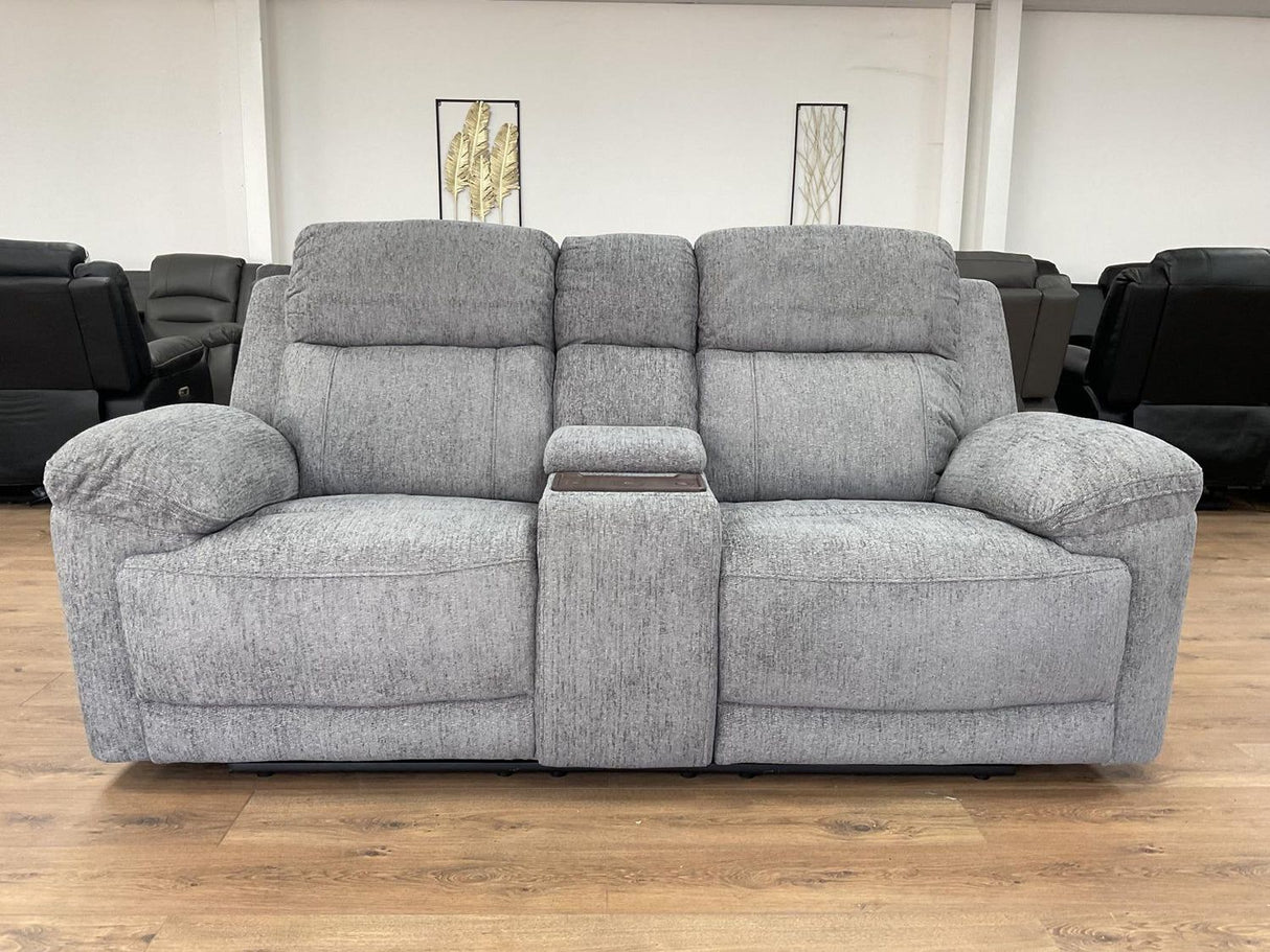 Grey Fabric 2 Seater Electric Recliner Sofa