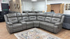 Grey Leather Effect Large Corner Recliner Sofa with Console