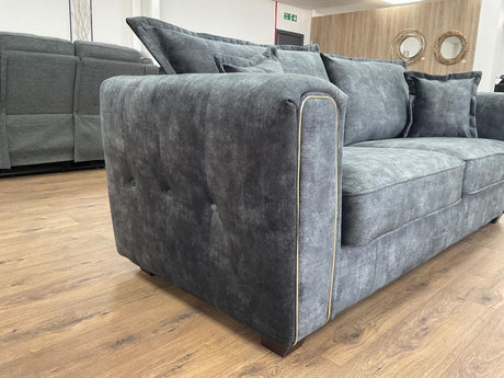 Charcoal Black Leather Effect High Back 3 Seater Sofa