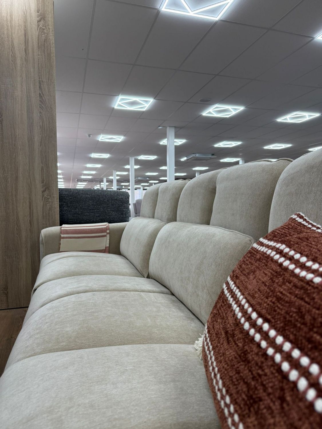 Beige Fabric 3 Seater Electric Recliner Sofa