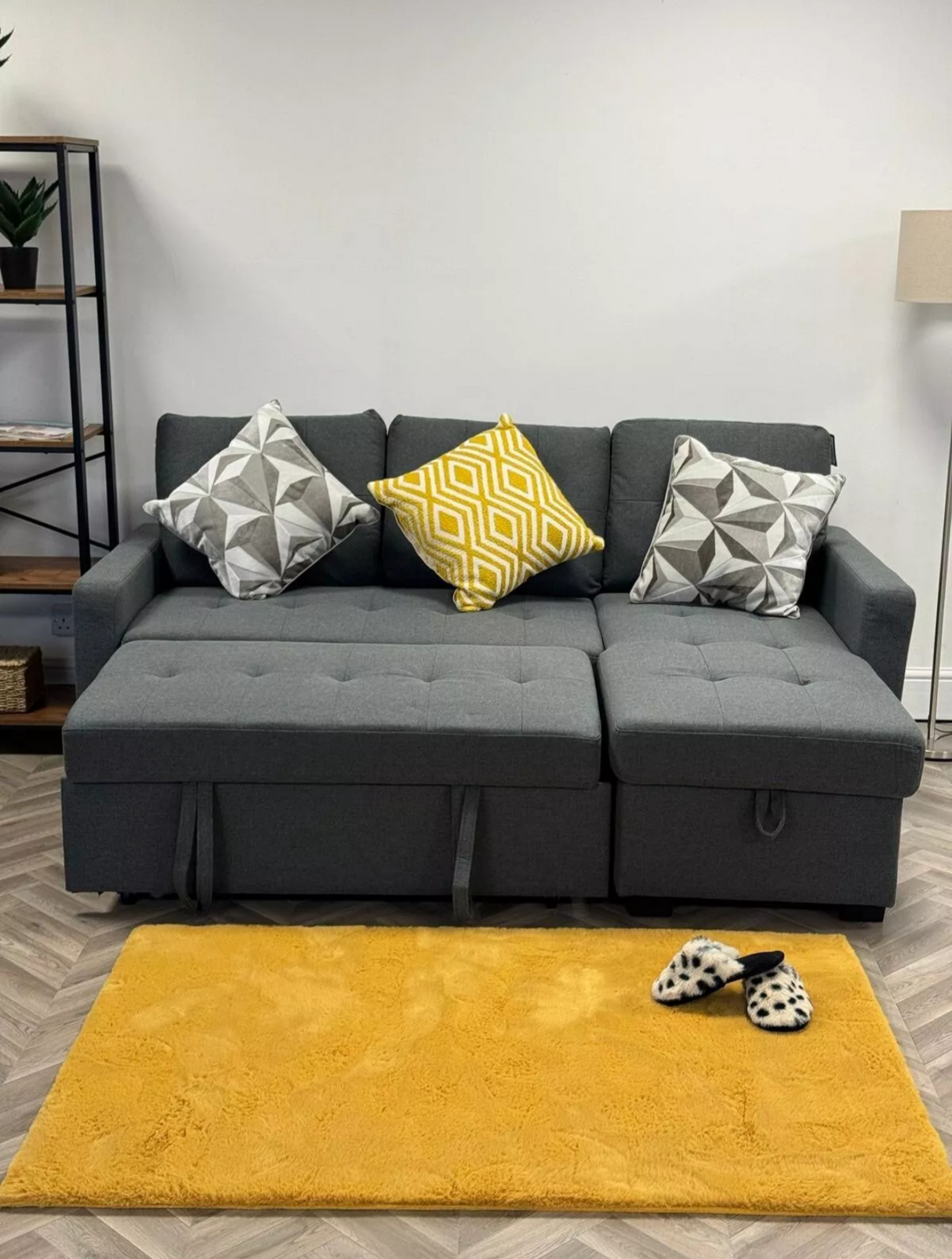Francesca L Shape Sofa Bed Grey