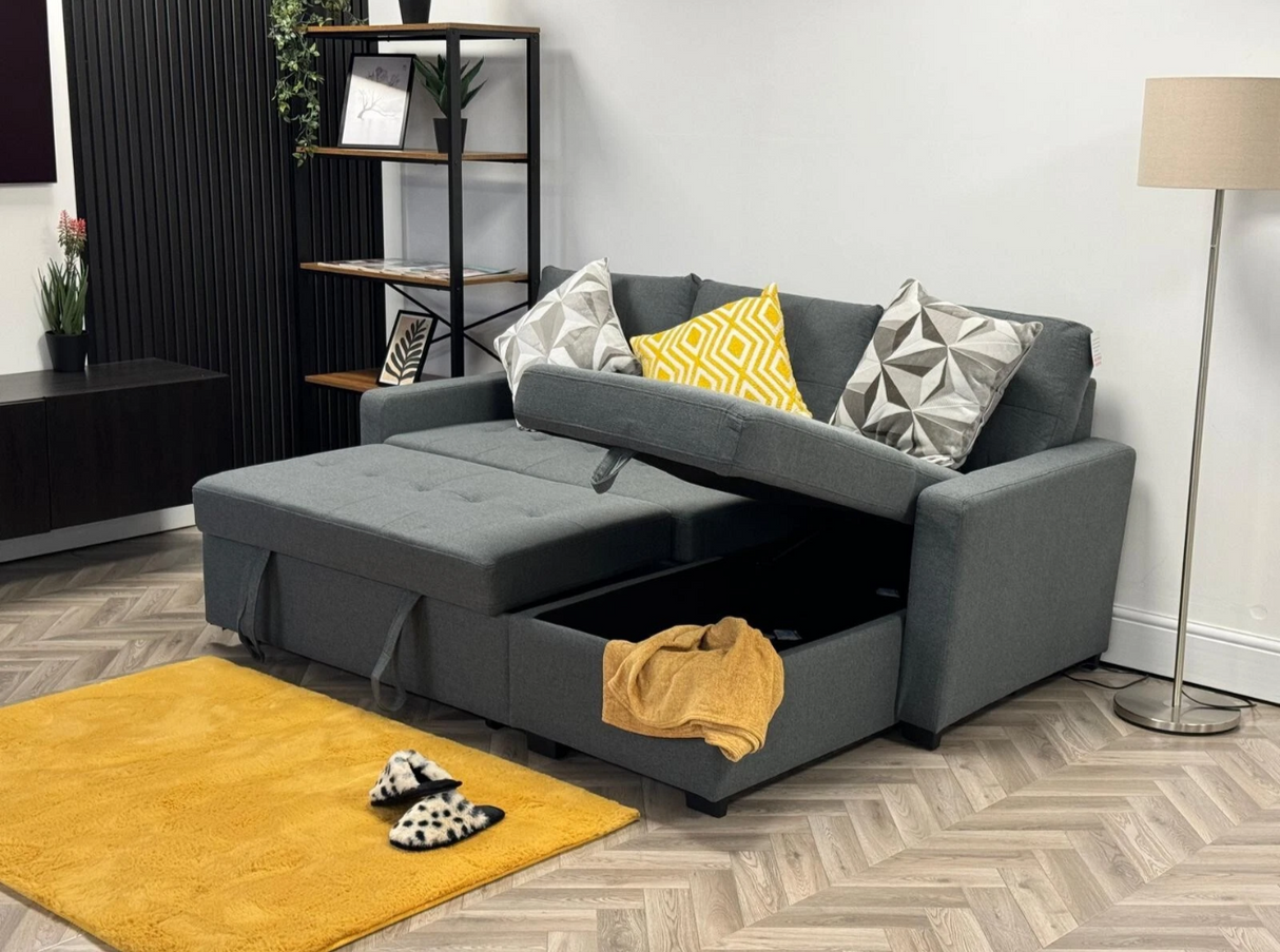 Francesca L Shape Sofa Bed Grey