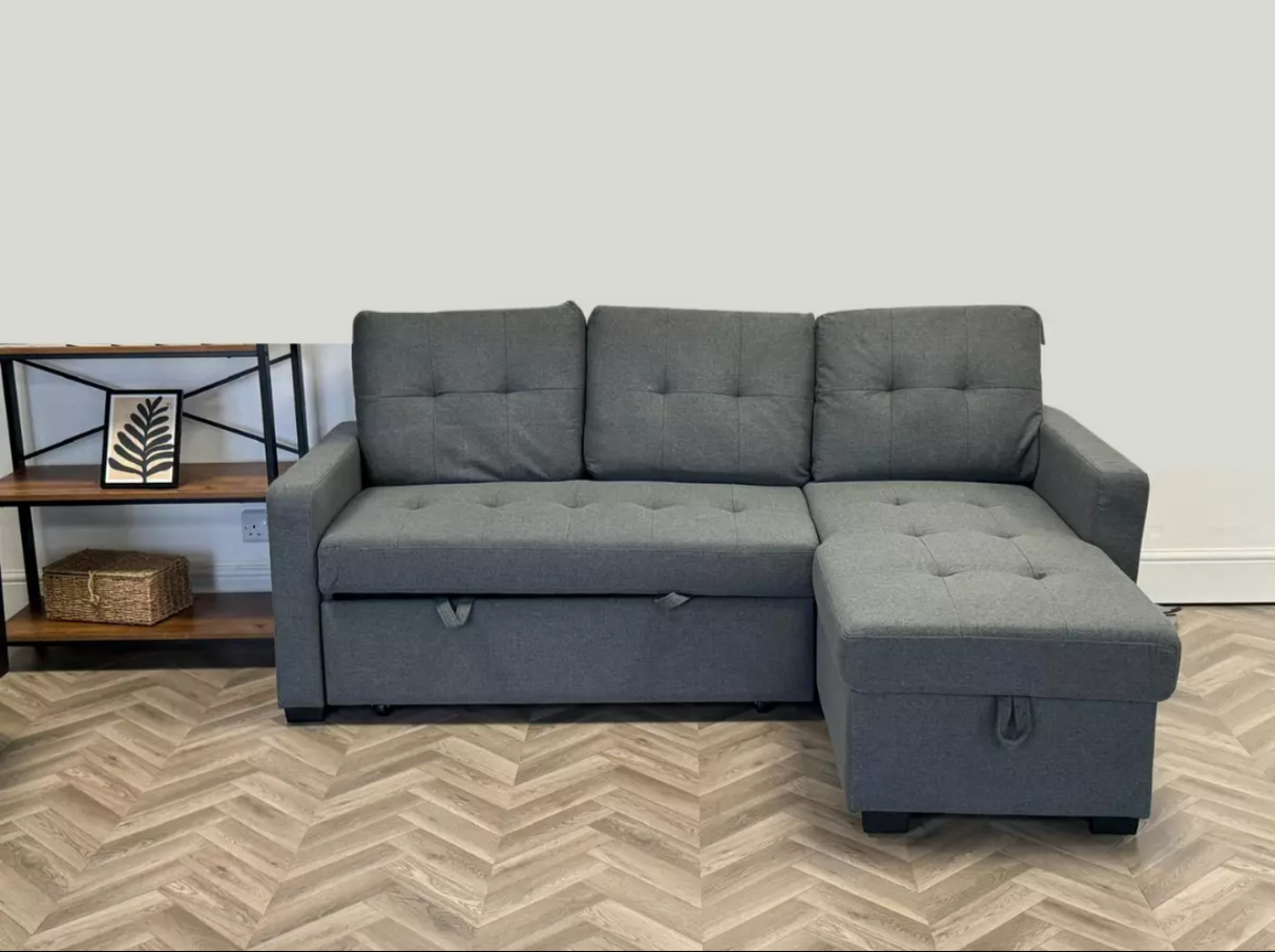 Francesca L Shape Sofa Bed Grey