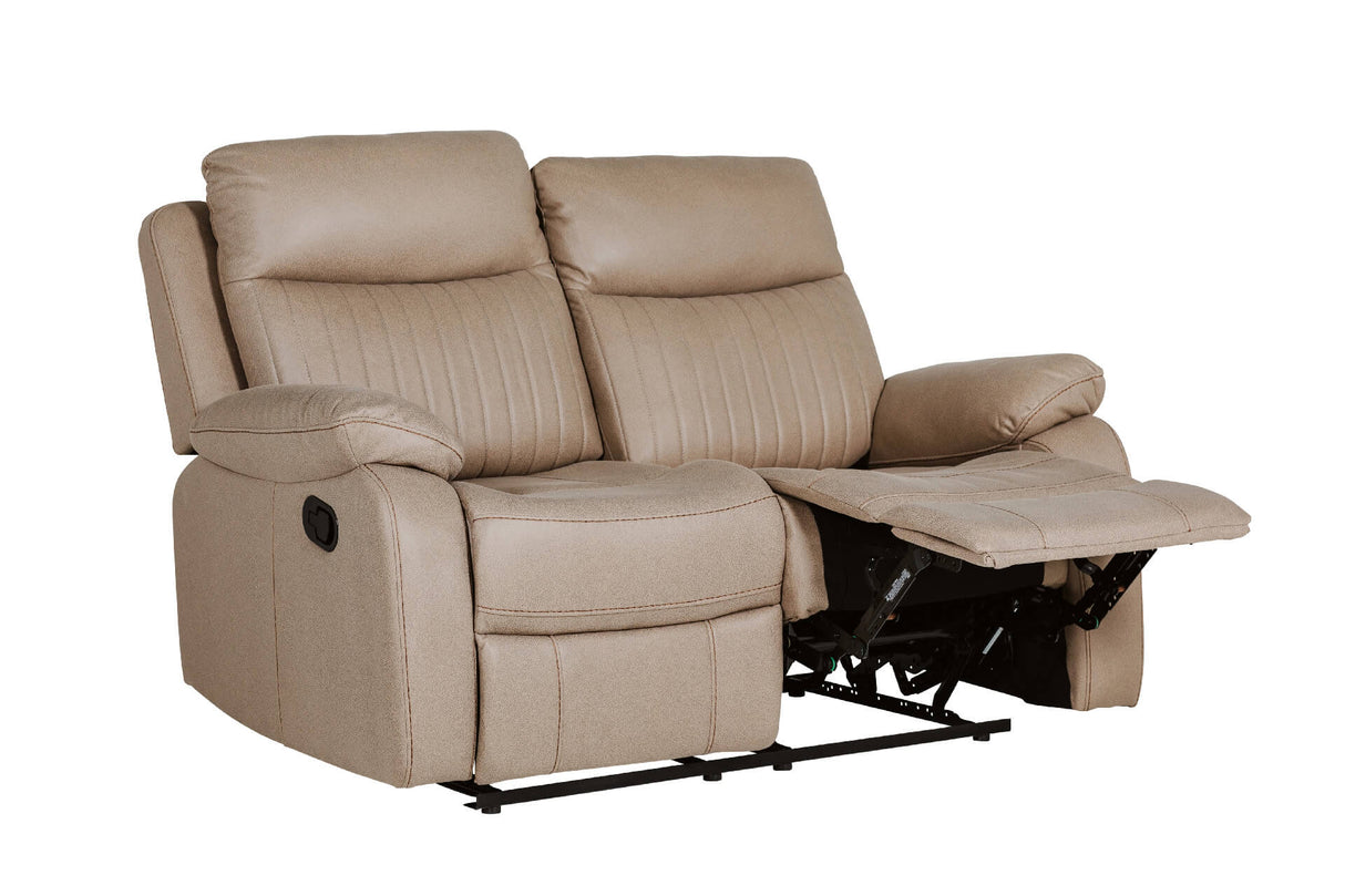 Camden 2-Seater Manual Recliner Sofa in Brown Faux Leather – Deep Cushions