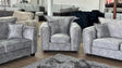 Silver Grey Velvet Effect Fabric High Back Armchair