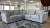 Silver Grey Velvet Effect Fabric High Back Large Corner Sofa
