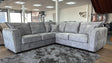 Silver Grey Velvet Effect Fabric High Back Large Corner Sofa