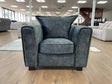 Charcoal Black Velvet Fabric Armchair with Metal Trim Arms