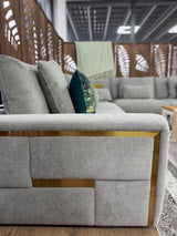 Grey Fabric Large Corner Group Sofa with Deep Seating