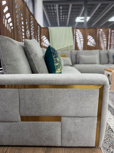 Grey Fabric Large Corner Group Sofa with Deep Seating