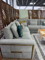 Grey Fabric Large Corner Group Sofa with Deep Seating