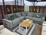 Grey Fabric Large Corner Group Sofa with Deep Seating