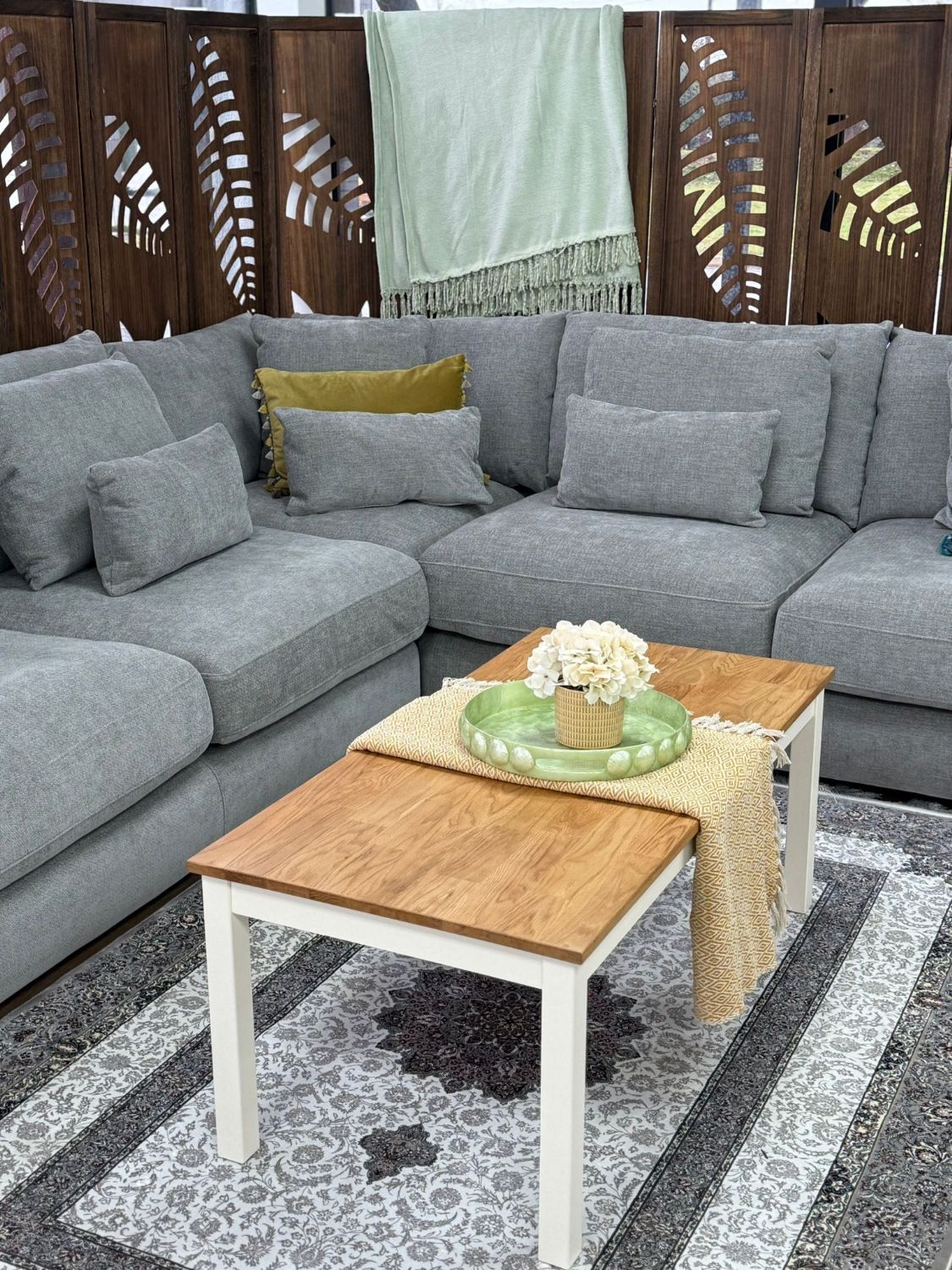 Grey Fabric Large Corner Group Sofa with Deep Seating
